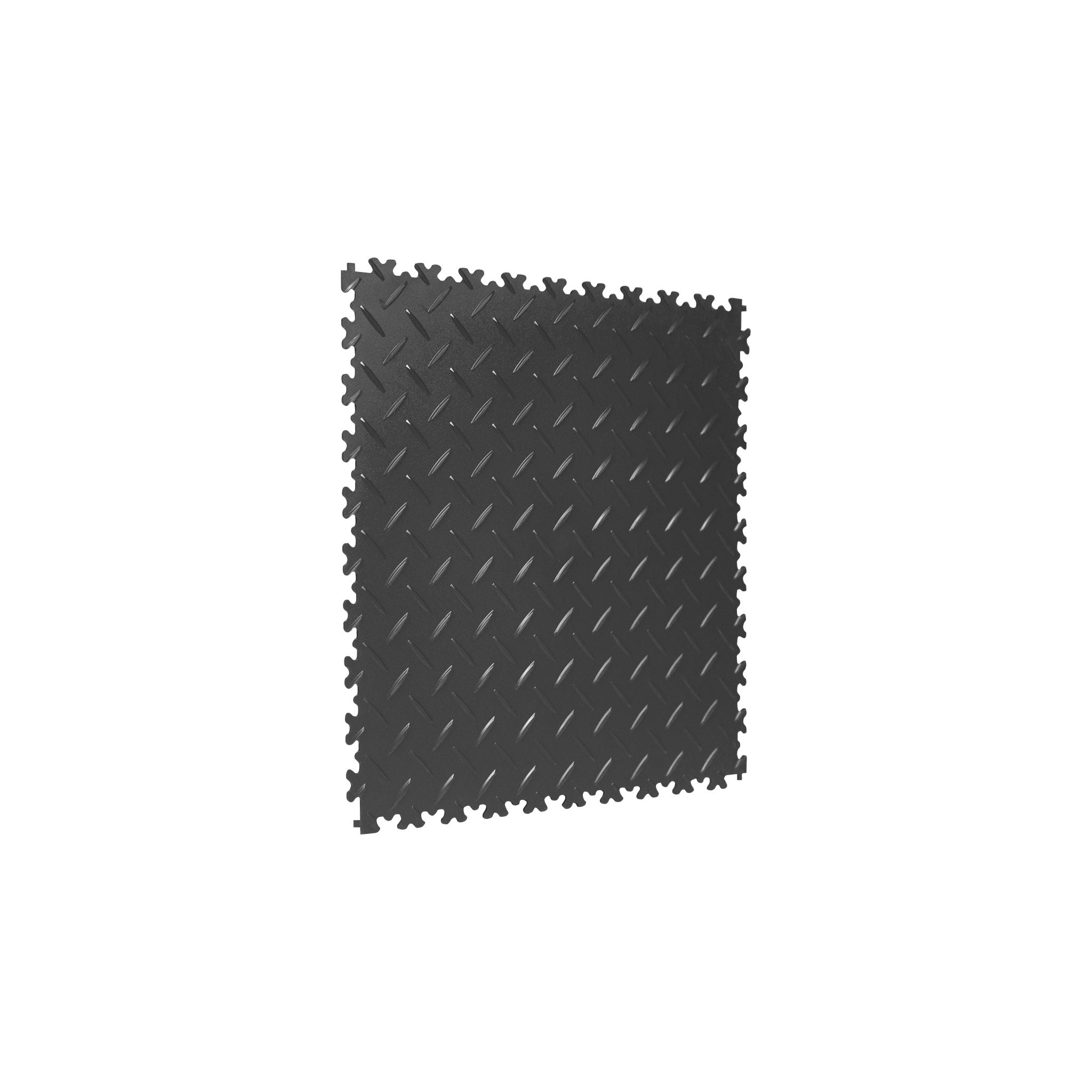 Dark Gray SupraTile diamond plate PVC garage floor tile with dovetail interlocking edges