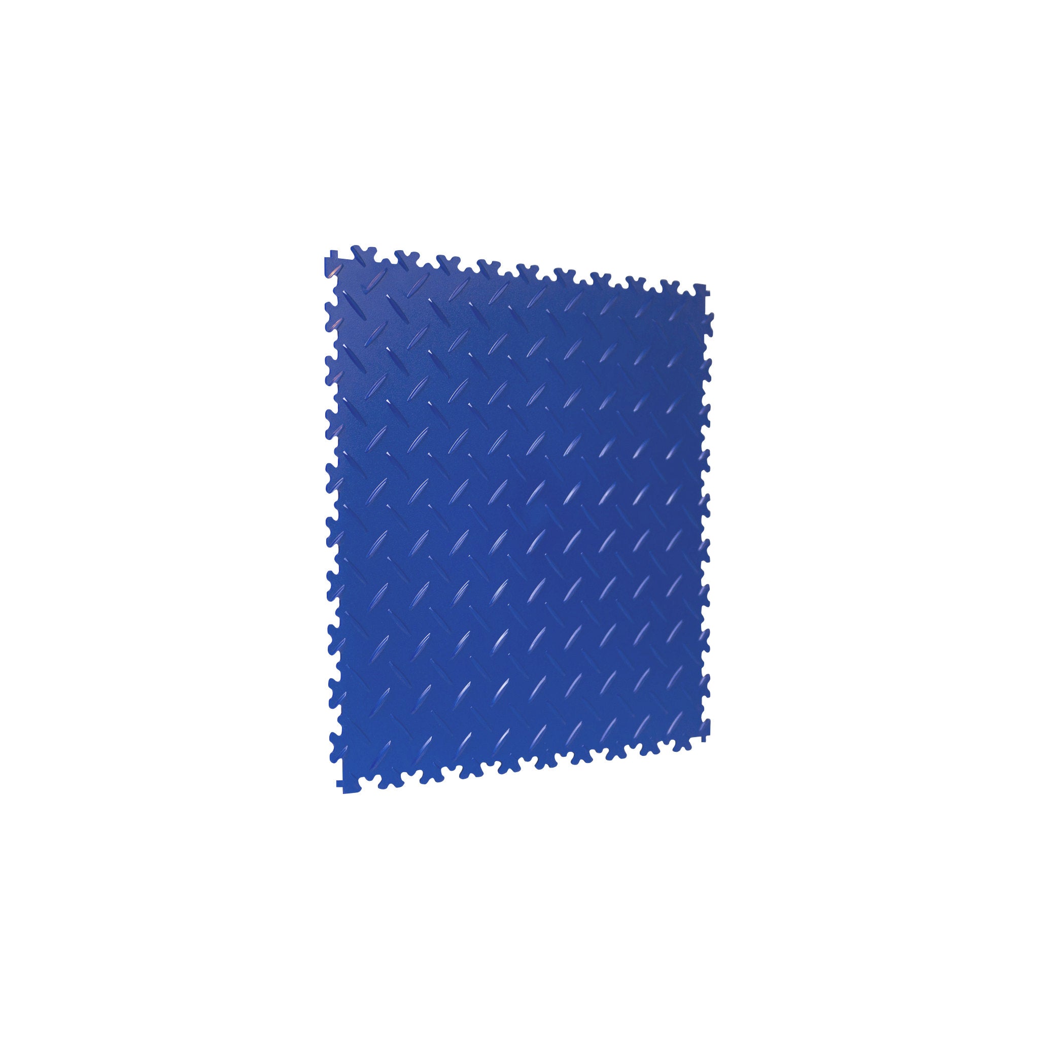 Royal Blue SupraTile diamond plate PVC garage floor tile with dovetail interlocking edges