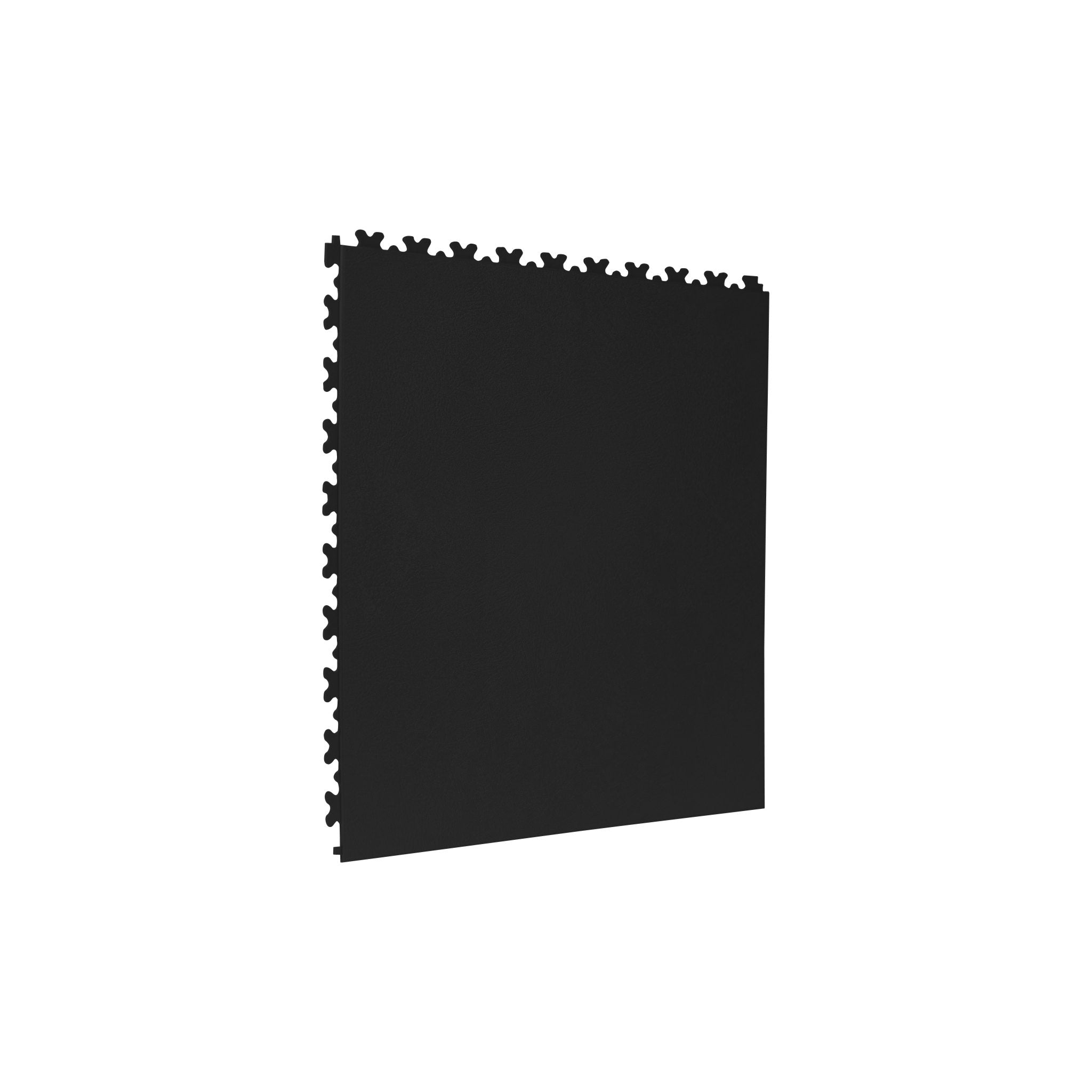 Black SupraTile leather finish PVC garage floor tile with hidden dovetail interlocking edges
