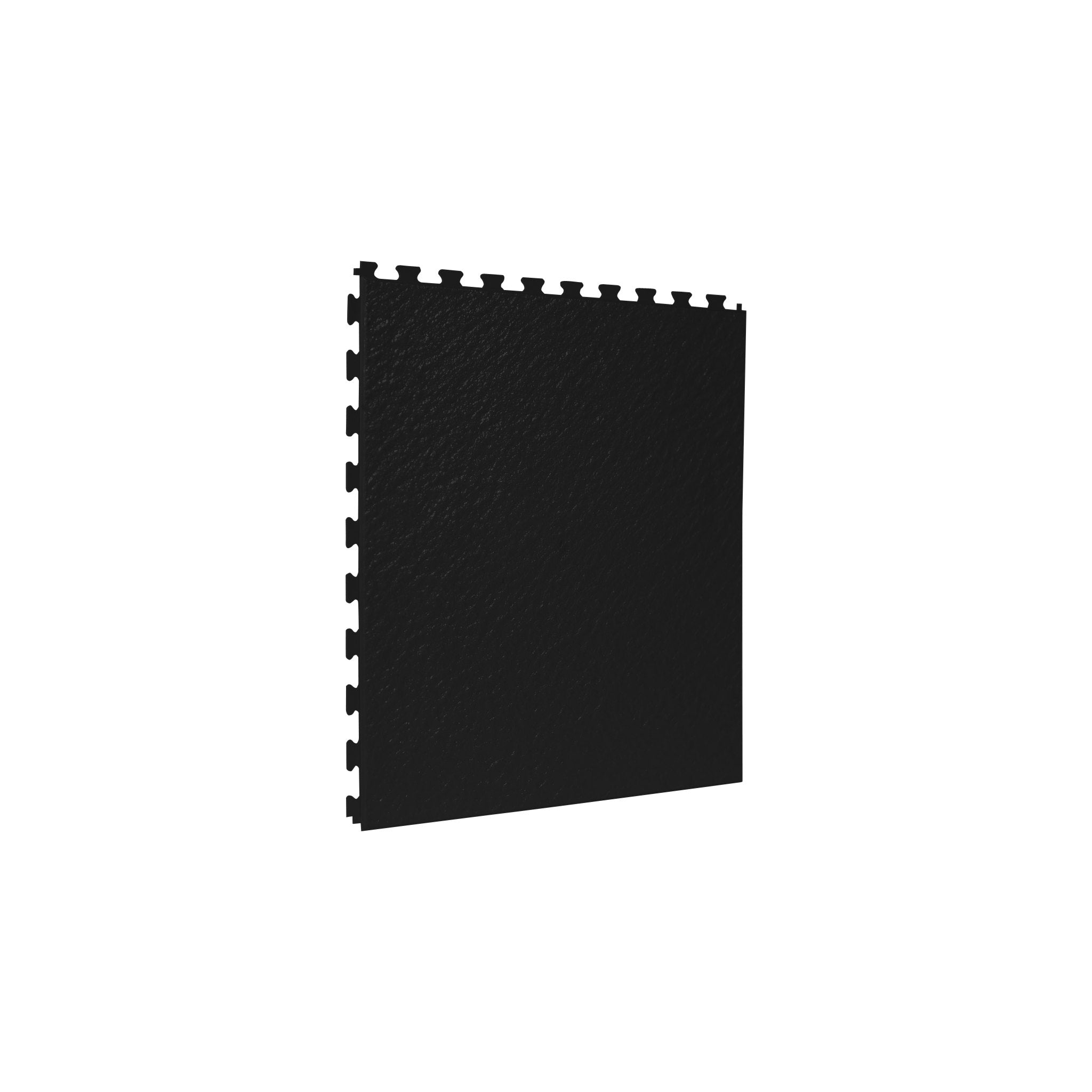 Black SupraTile slate pattern PVC garage floor tile with hidden dovetail interlocking edges