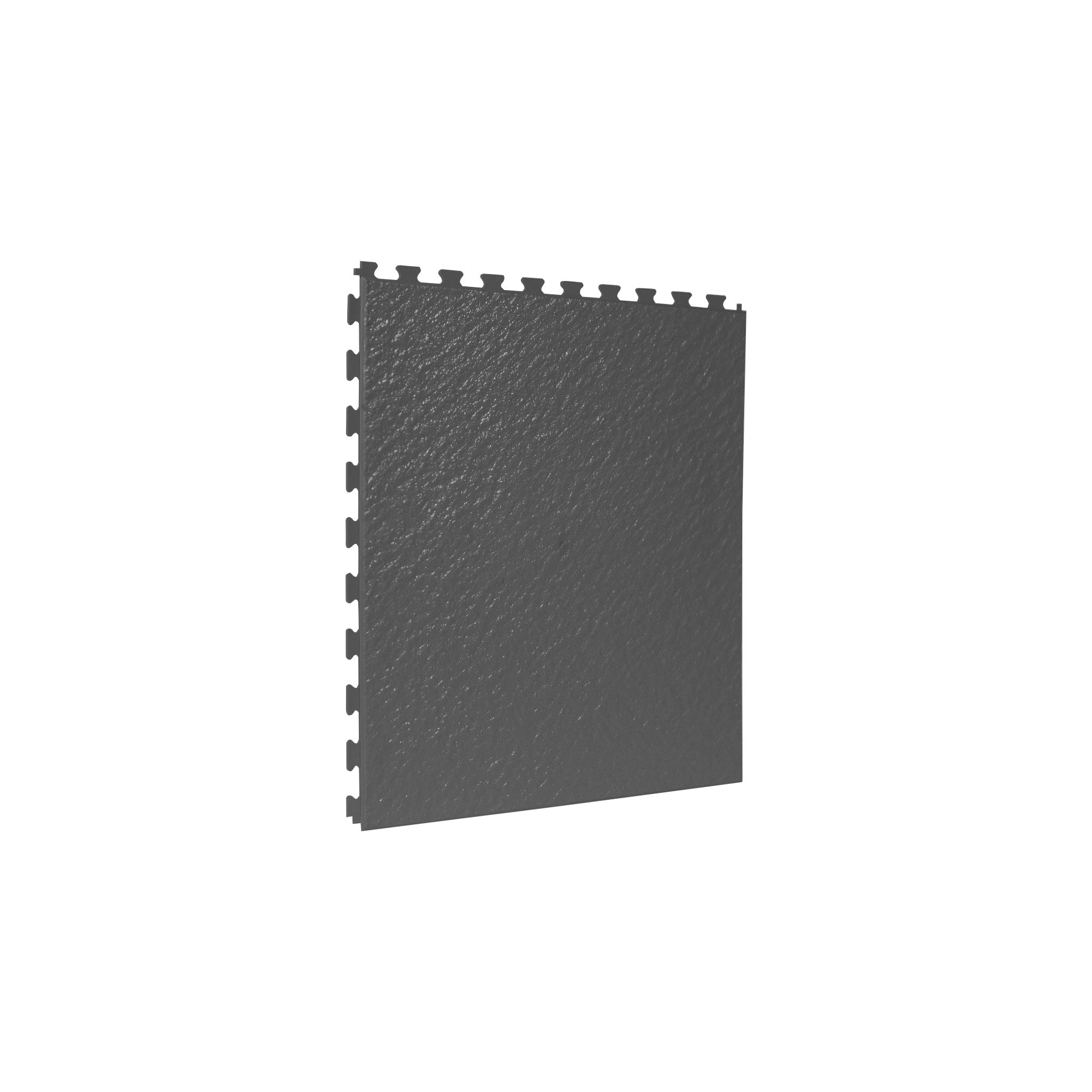 Dark Gray SupraTile slate pattern PVC garage floor tile with hidden dovetail interlocking edges