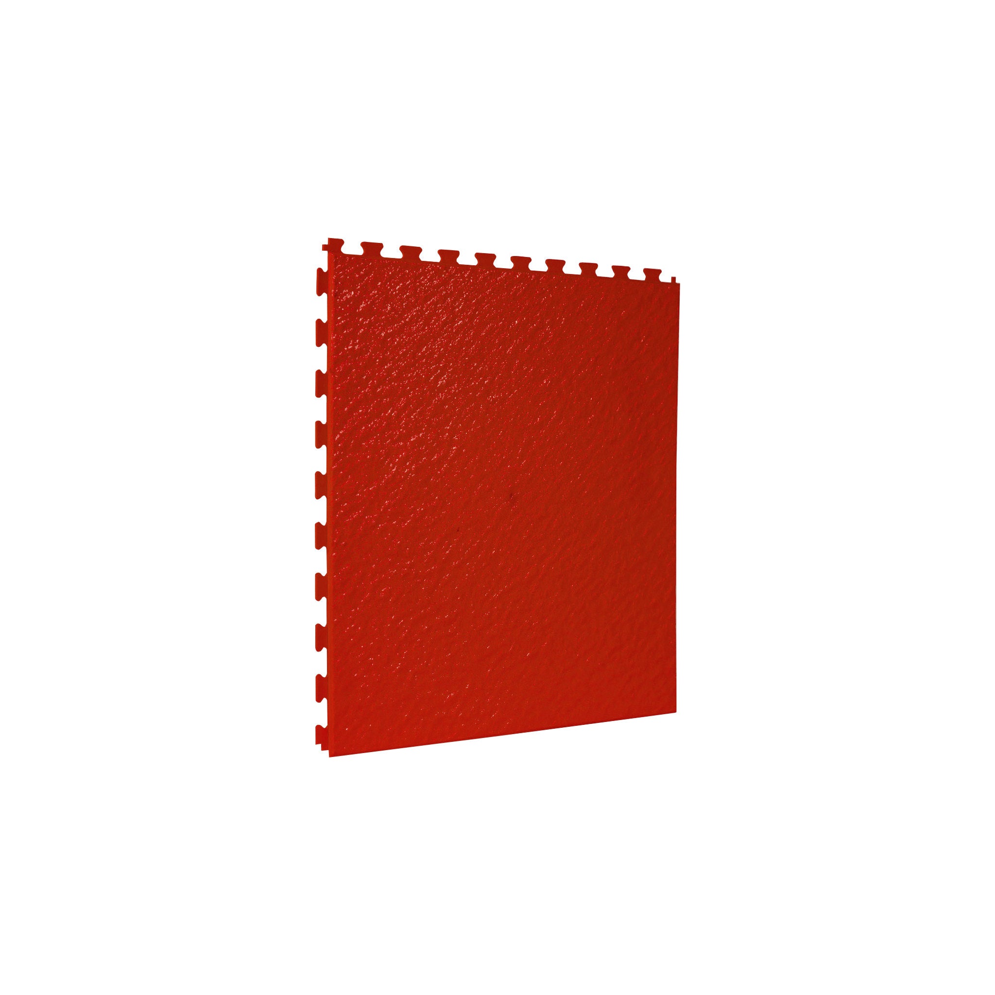 Red SupraTile slate pattern PVC garage floor tile with hidden dovetail interlocking edges