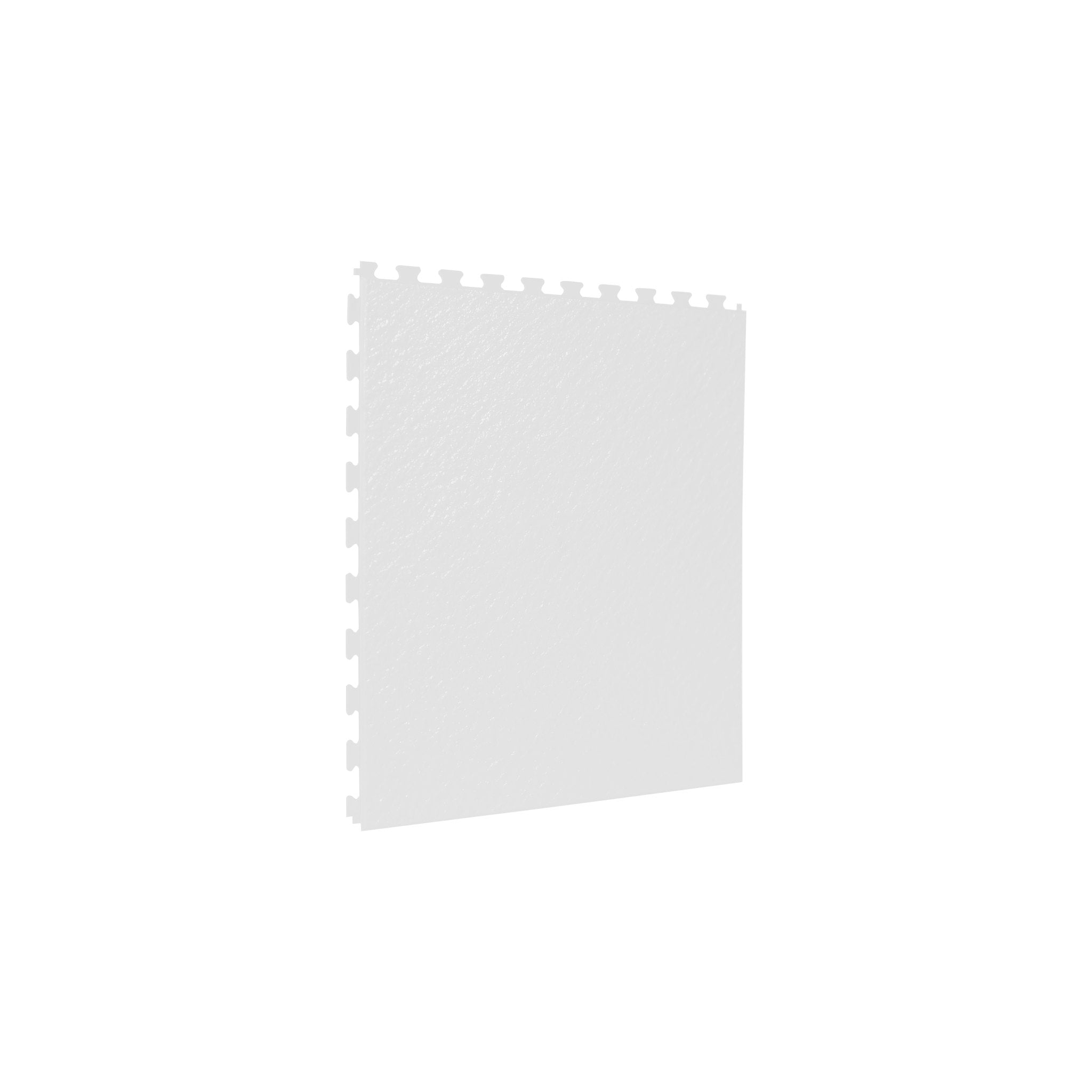 White SupraTile slate pattern PVC garage floor tile with hidden dovetail interlocking edges