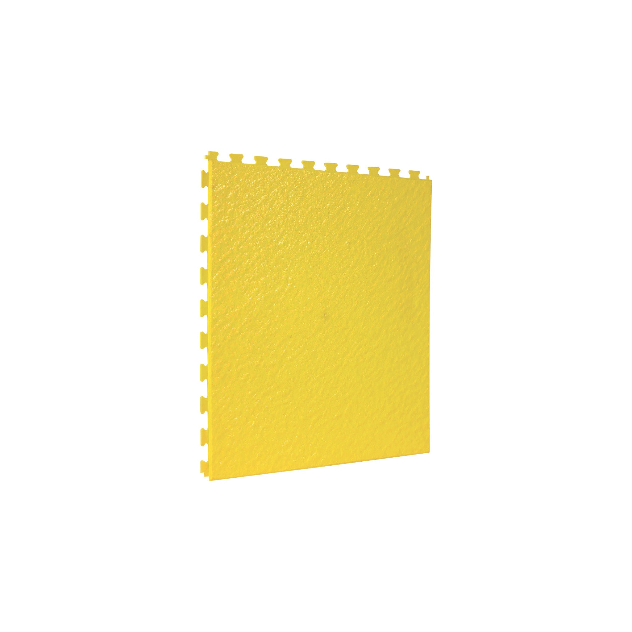 Yellow SupraTile slate pattern PVC garage floor tile with hidden dovetail interlocking edges