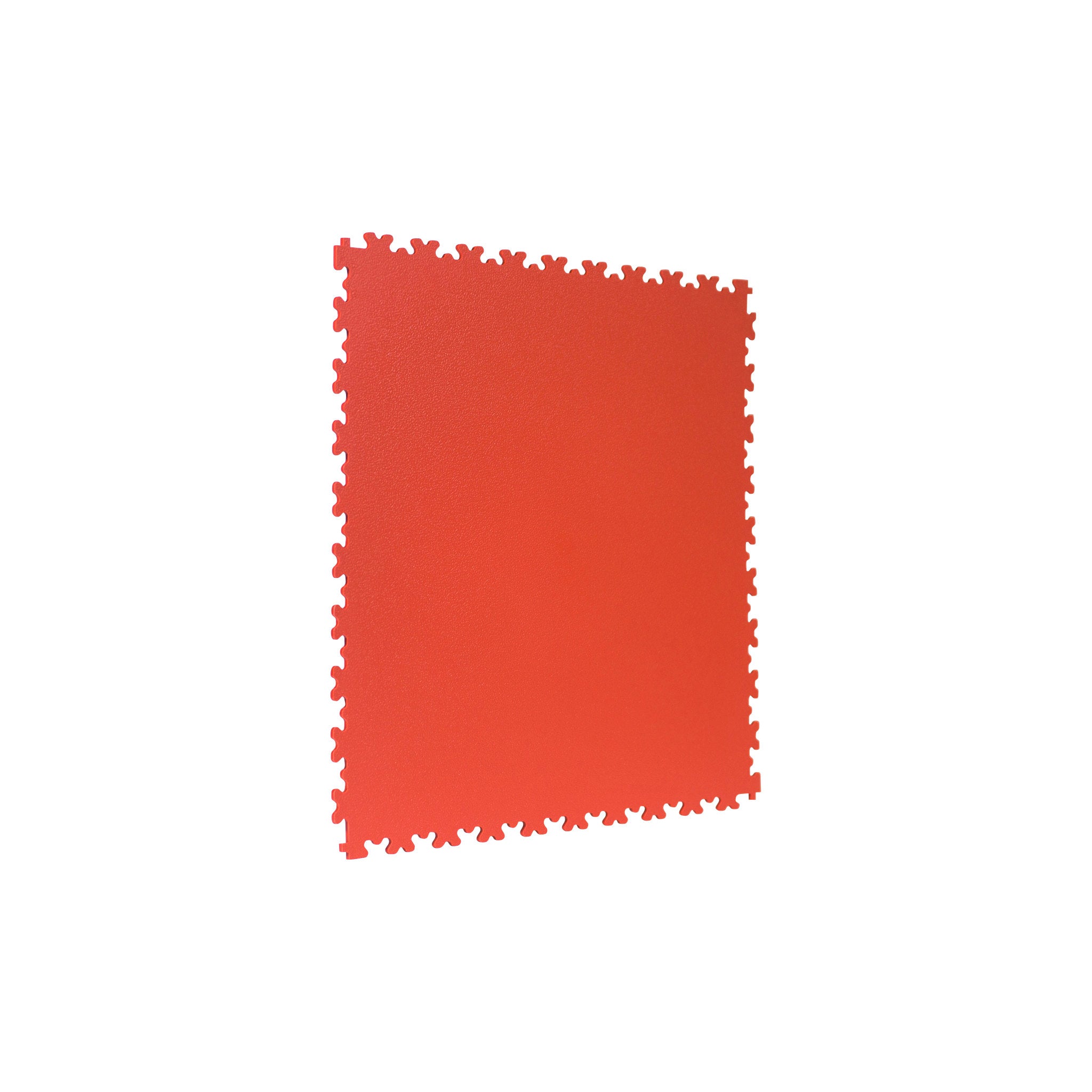 Red SupraTile textured PVC garage floor tile with dovetail interlocking edges