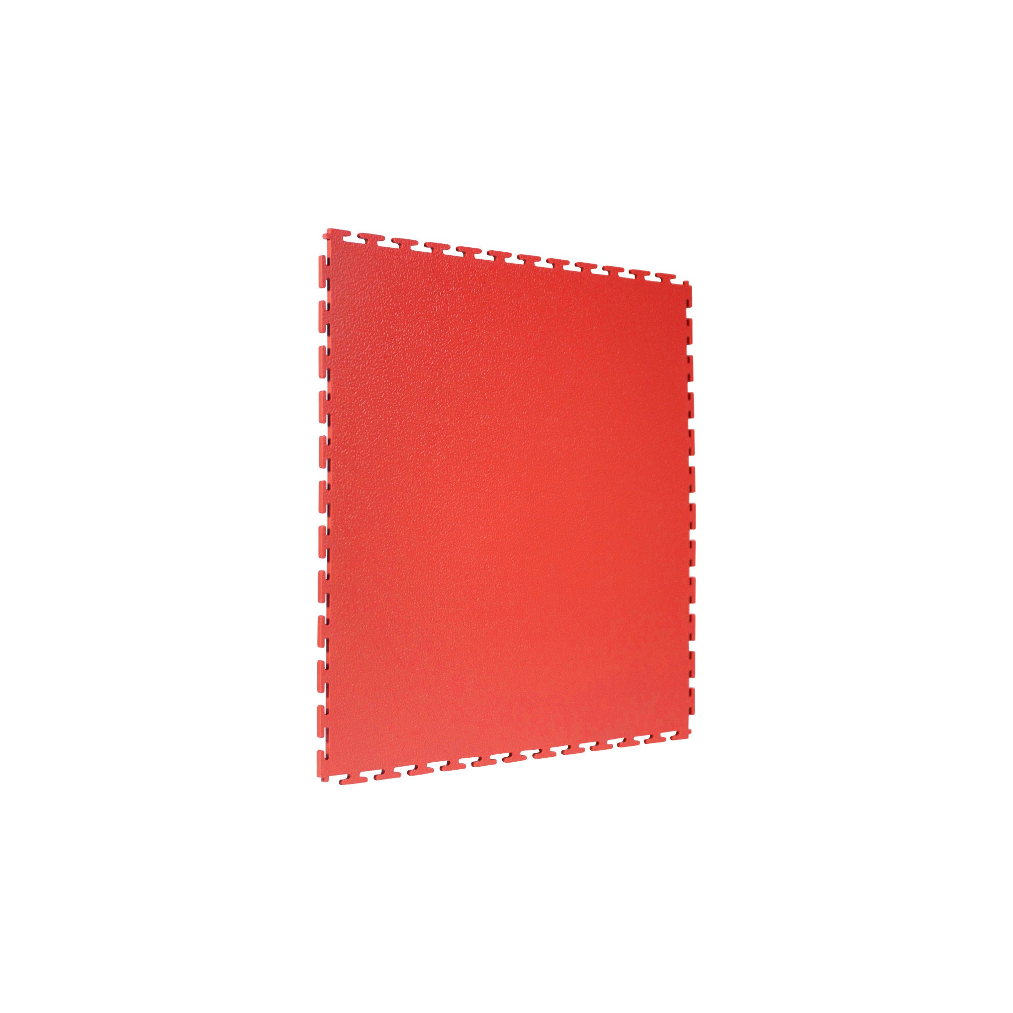 Red SupraTile textured PVC garage floor tile with T-Joint interlocking edges