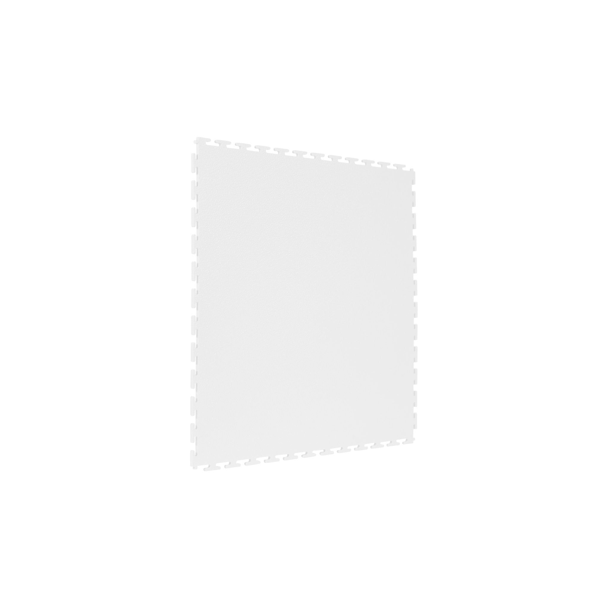 White SupraTile textured PVC garage floor tile with T-Joint interlocking edges