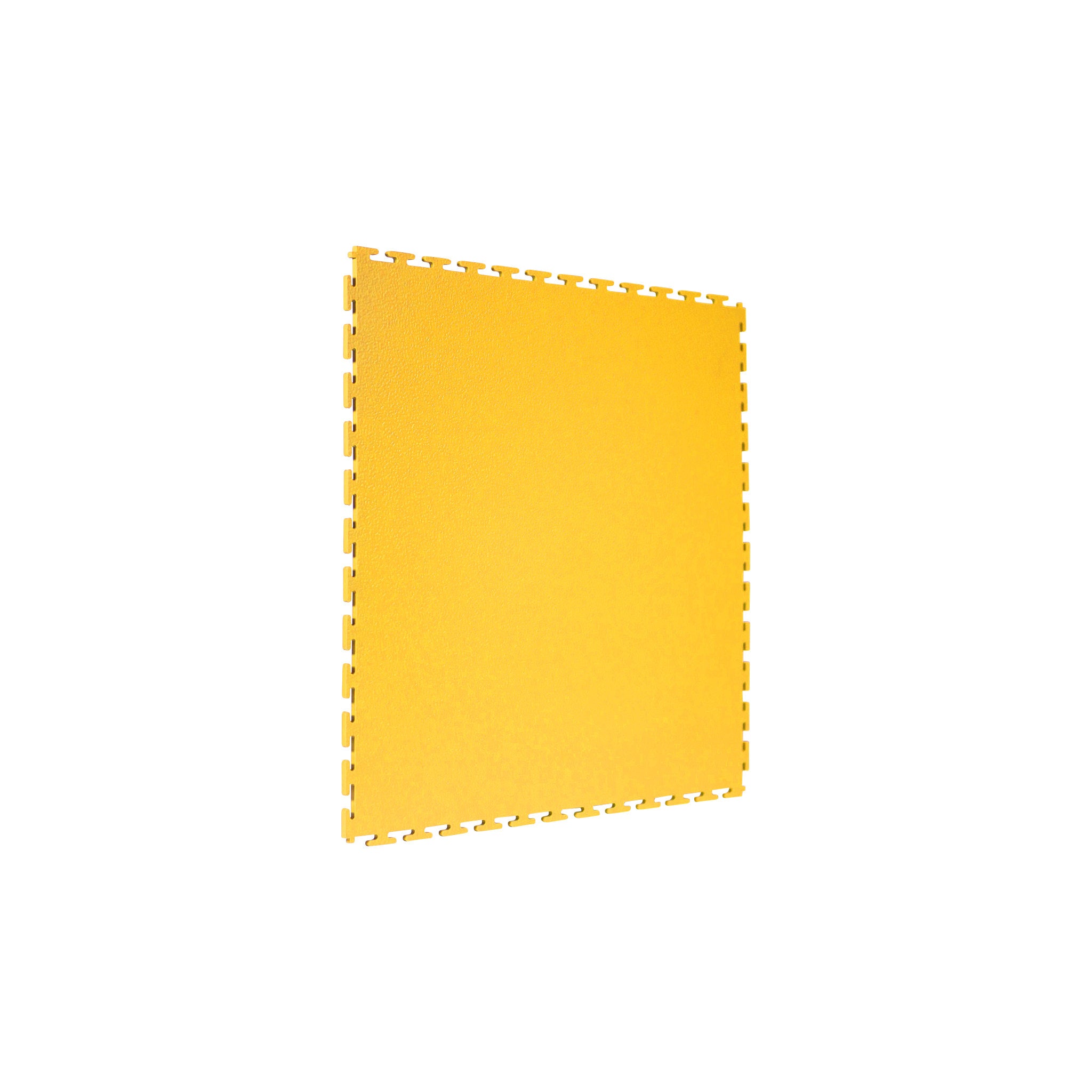 Yellow SupraTile textured PVC garage floor tile with T-Joint interlocking edges