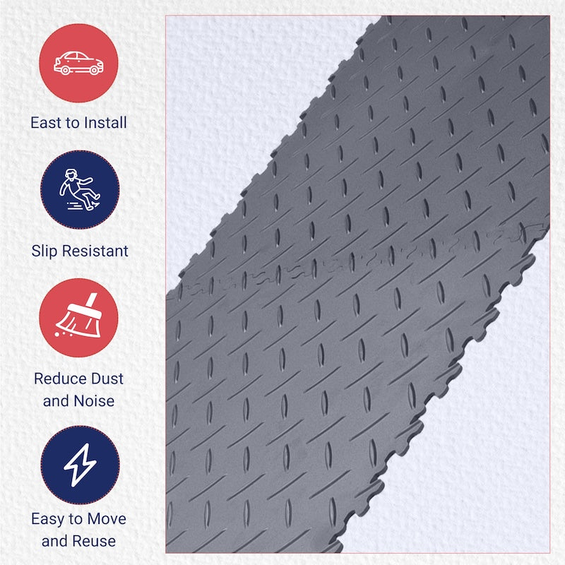 Benefits Infographic For SupraTile Diamond Plate Interlocking Dovetail Garage Flooring Tiles