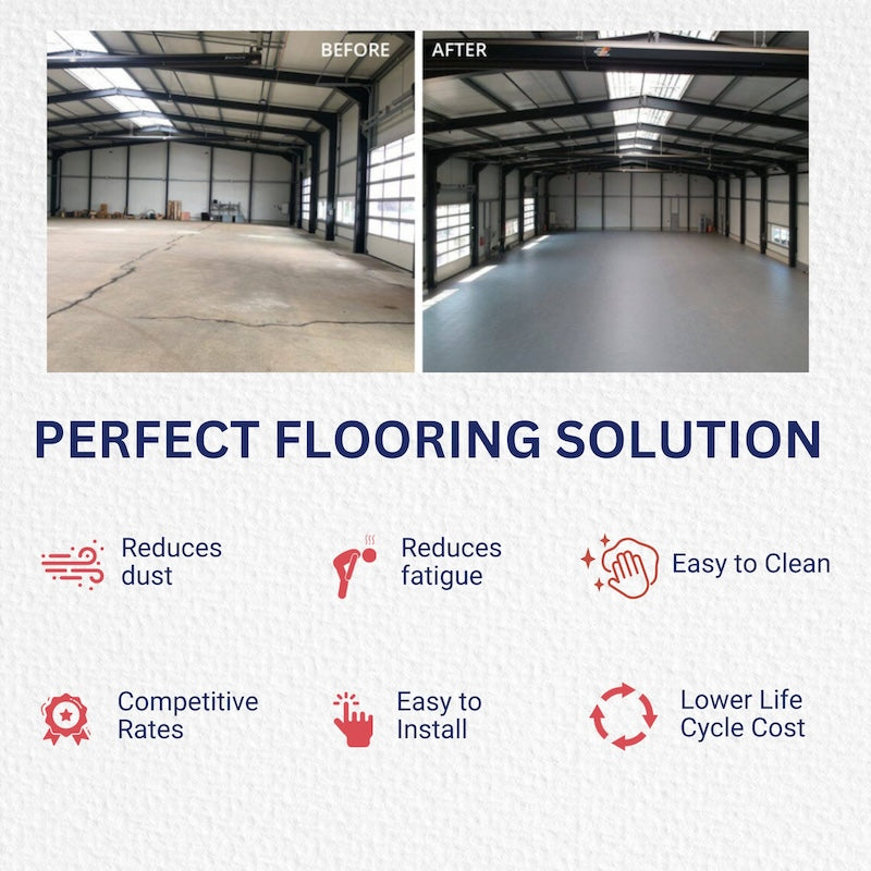 SupraTile Diamond Plate Pattern PVC Garage Floor Benefits Infographic Including Before And After