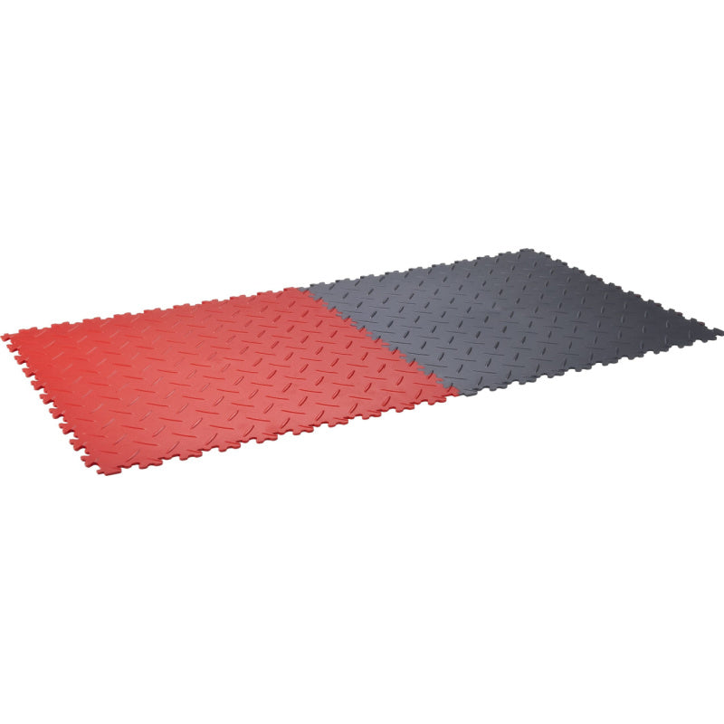 SupraTile Diamond Plate Pattern PVC Garage Flooring Tiles In Black And Red