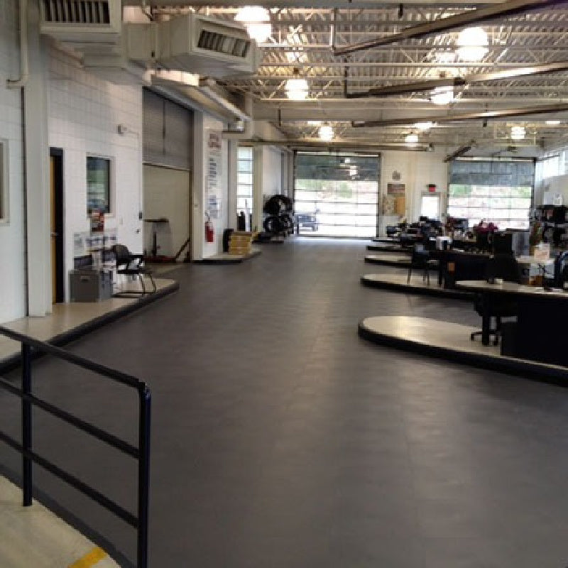 All Black Leather Finish Floor Tiles In Dealership By SupraTile