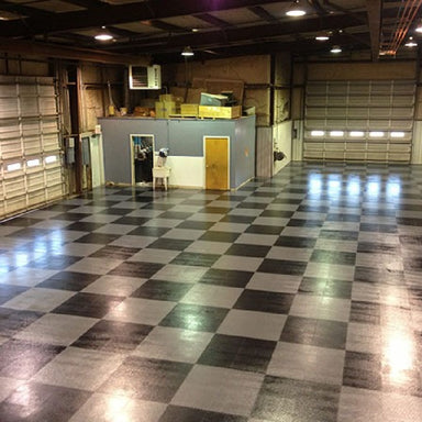 Impressive Personalized Design Of Black And Dark Gray Checkered PVC Garage Tiles By SupraTile