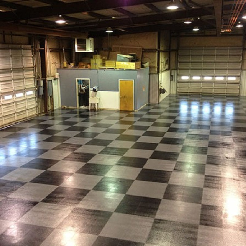 Impressive Personalized Design Of Black And Dark Gray Checkered PVC Garage Tiles By SupraTile