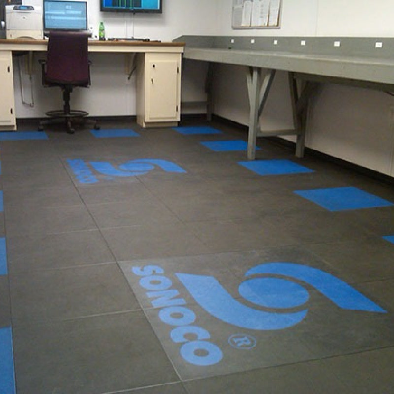 Custom Logo Printed On SupraTile Leather Finish PVC Floor Tiles