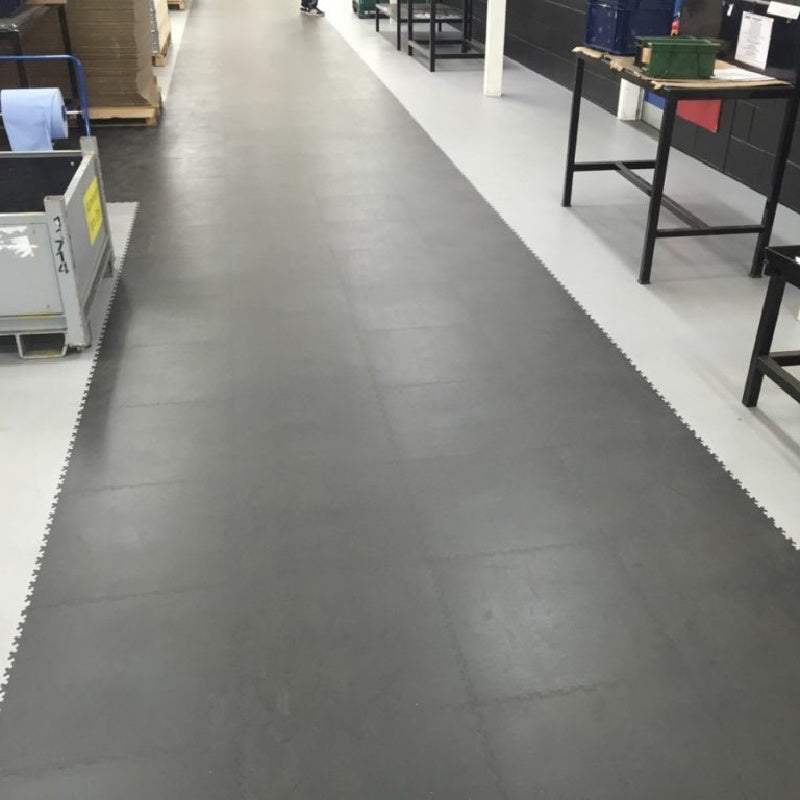 SupraTile Textured PVC Flooring With Black Lanes And White Edges