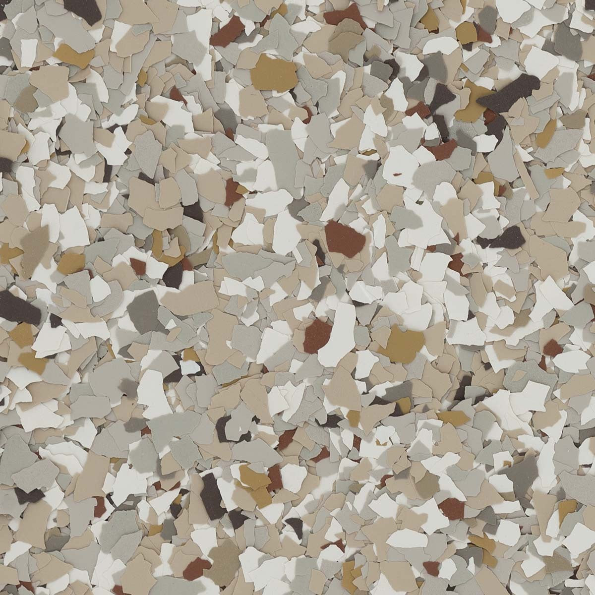 ArmorPoxy ArmorClad Full Broadcast epoxy floor kit in Creekbed flake blend close up