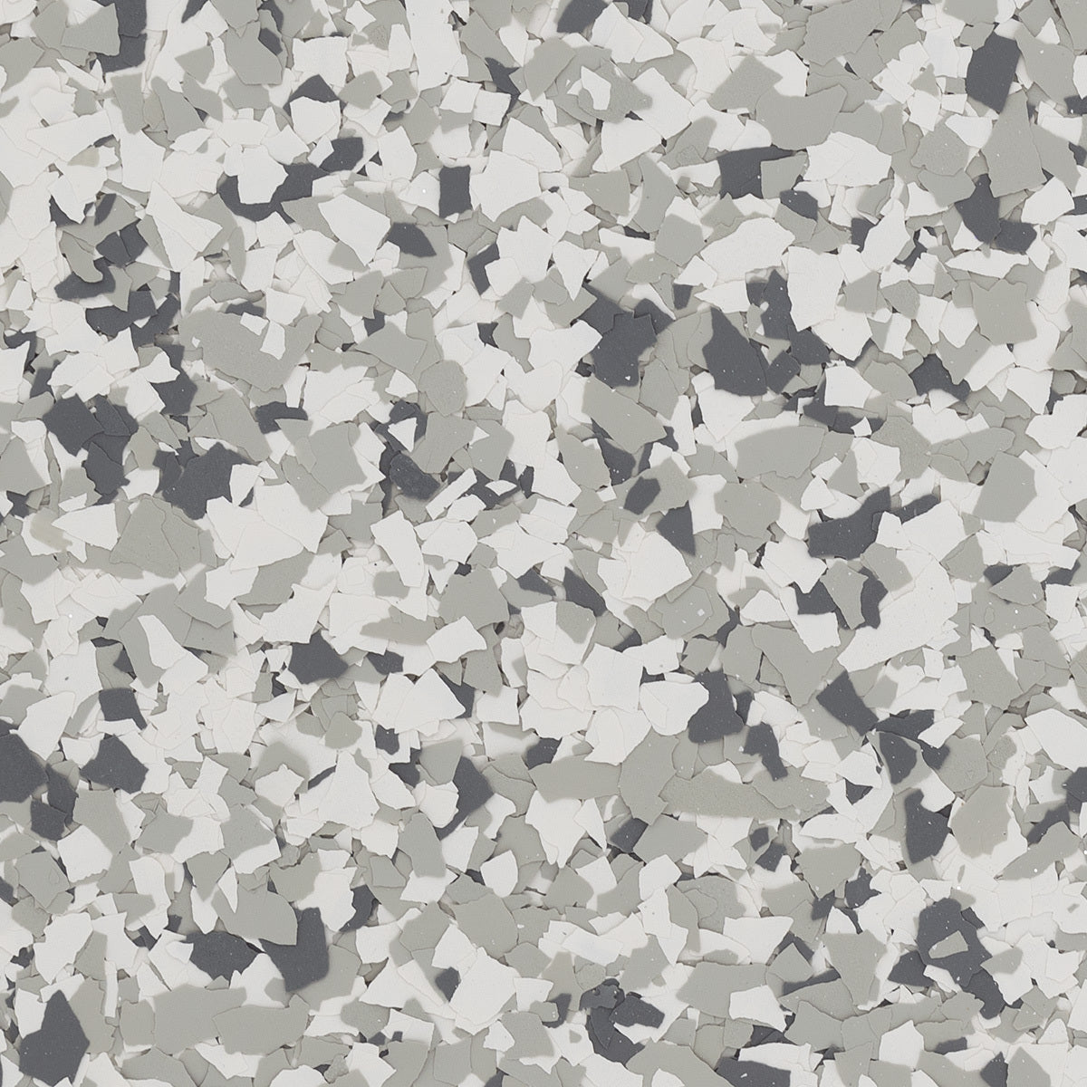 ArmorPoxy ArmorClad Full Broadcast epoxy floor kit in Snowfall flake blend close up