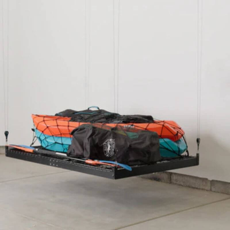 garage smart accessories overhead storage platform with kayaks