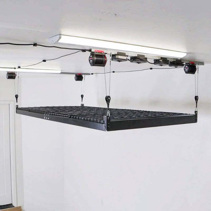 garage smart lift platform empty wire mesh rack 4x8