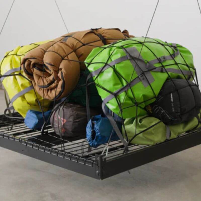 garage smart platform bungee net camping gear storage