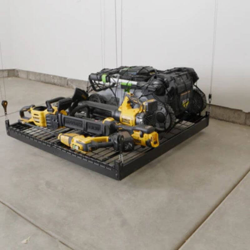 garage smart platform bungee net power tool organization