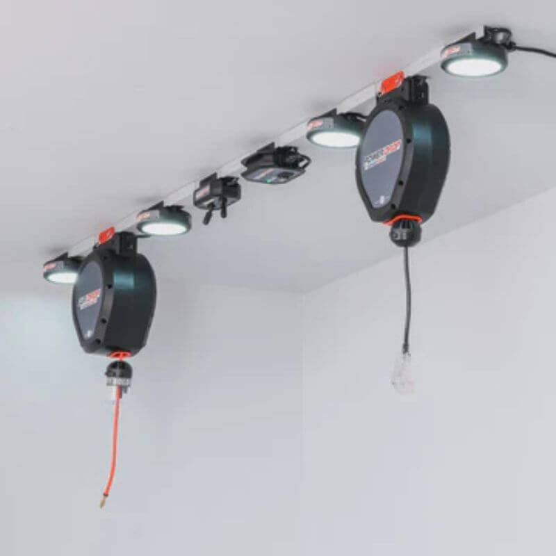 garage smart track multi accessory power drop lighting