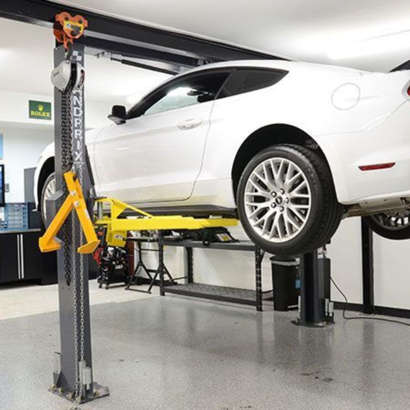 grand prix gp 7lcs two post lift in low ceiling home garage