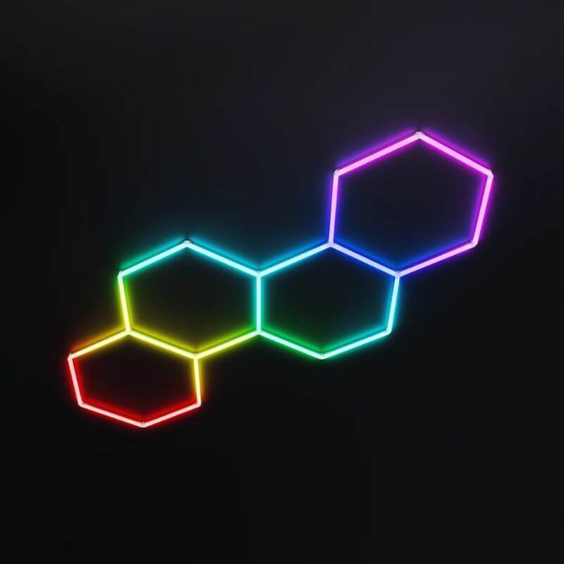 hexglow rgb hexagon led lights garage light panel staggered