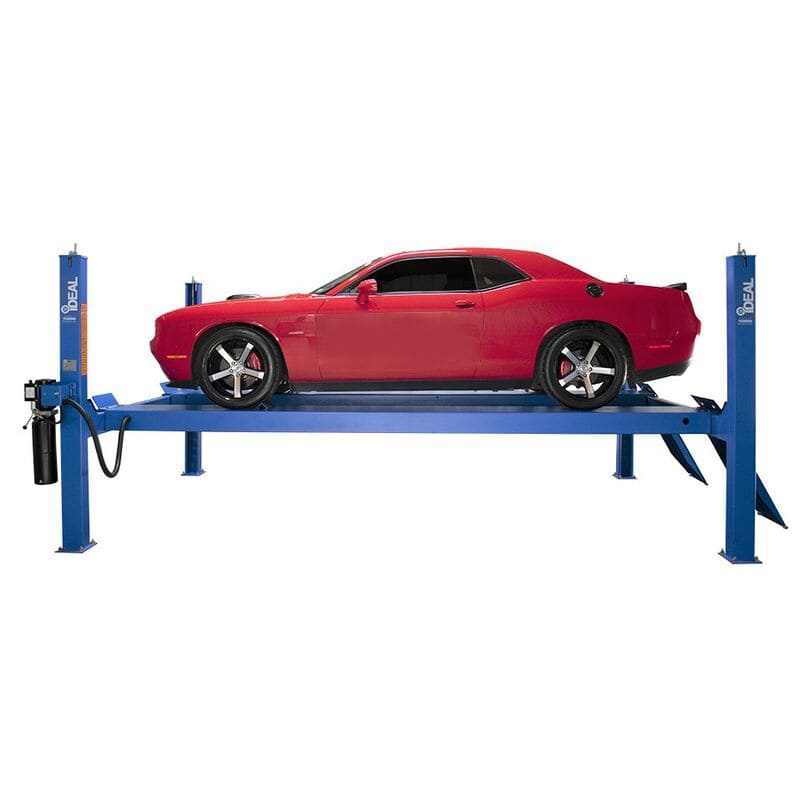 iDEAL FP14KC-X 4 Post Car Lift Sport's car in action side view