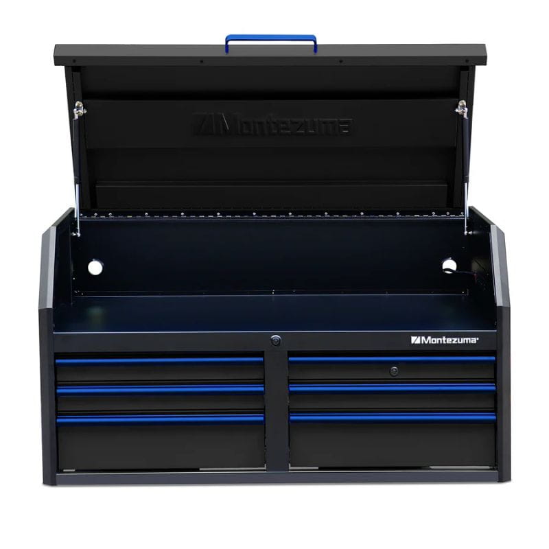 montezuma 46 x 24 inch tool chest black front open