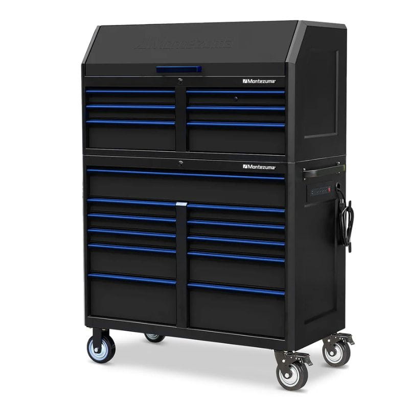 montezuma 46 x 24 inch tool combo black front open view