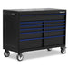 montezuma 56x24 11 drawer tool cabinet black side view