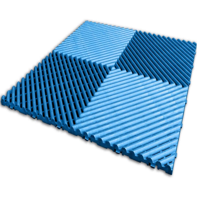 RaceDeck Free-Flow XLC Flooring Tiles in Cool Blue
