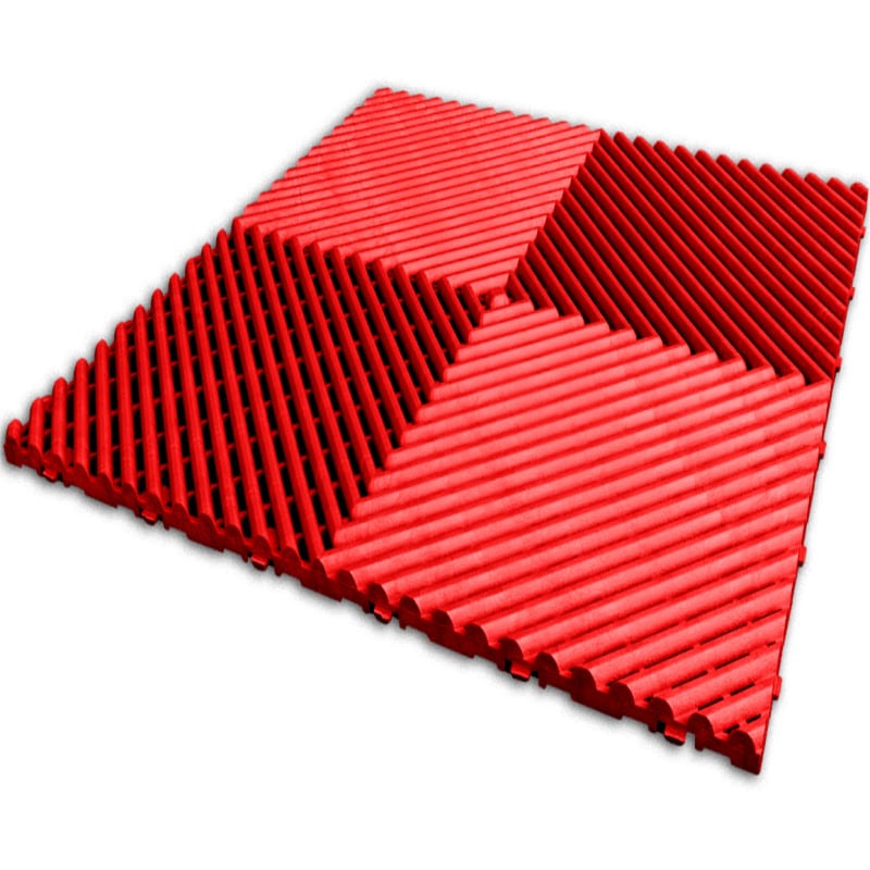 RaceDeck Free-Flow XLC Flooring Tiles in Red