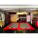 Two-Car Garage with Red Outlines on a Checkered RaceDeck Diamond Plate Tile